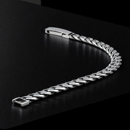 Heavy platinum Cuban link bracelet men statement piece