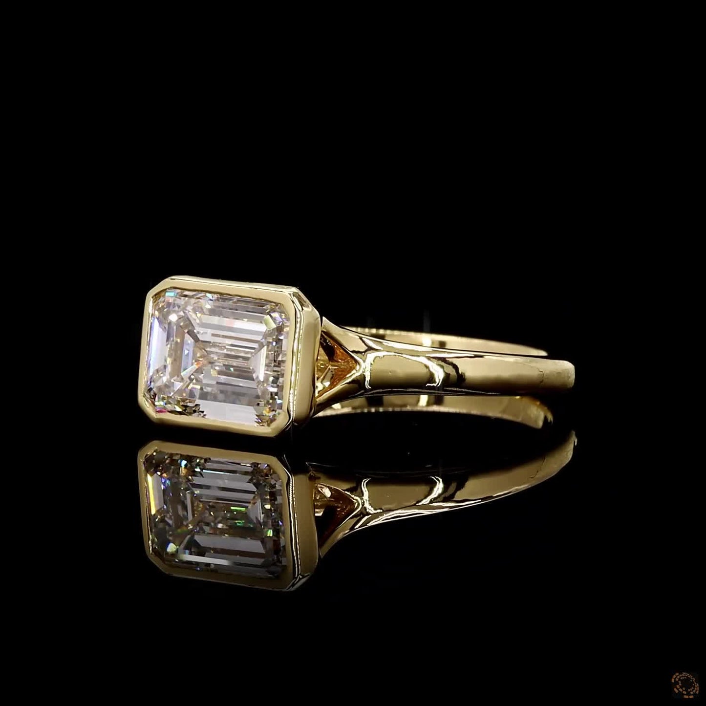 yellow gold emerald cut diamond engagement ring