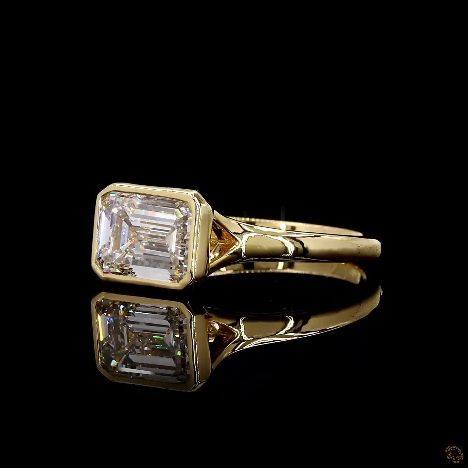 yellow gold emerald cut diamond engagement ring