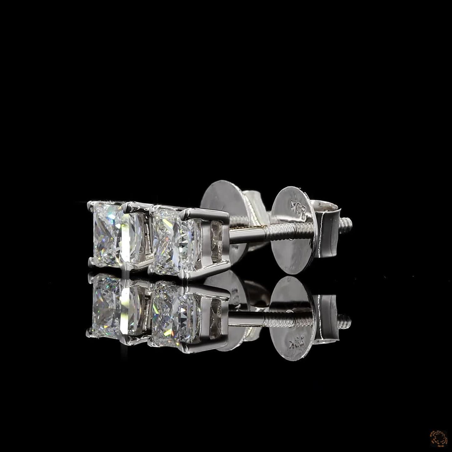White gold princess cut lab grown diamond studs