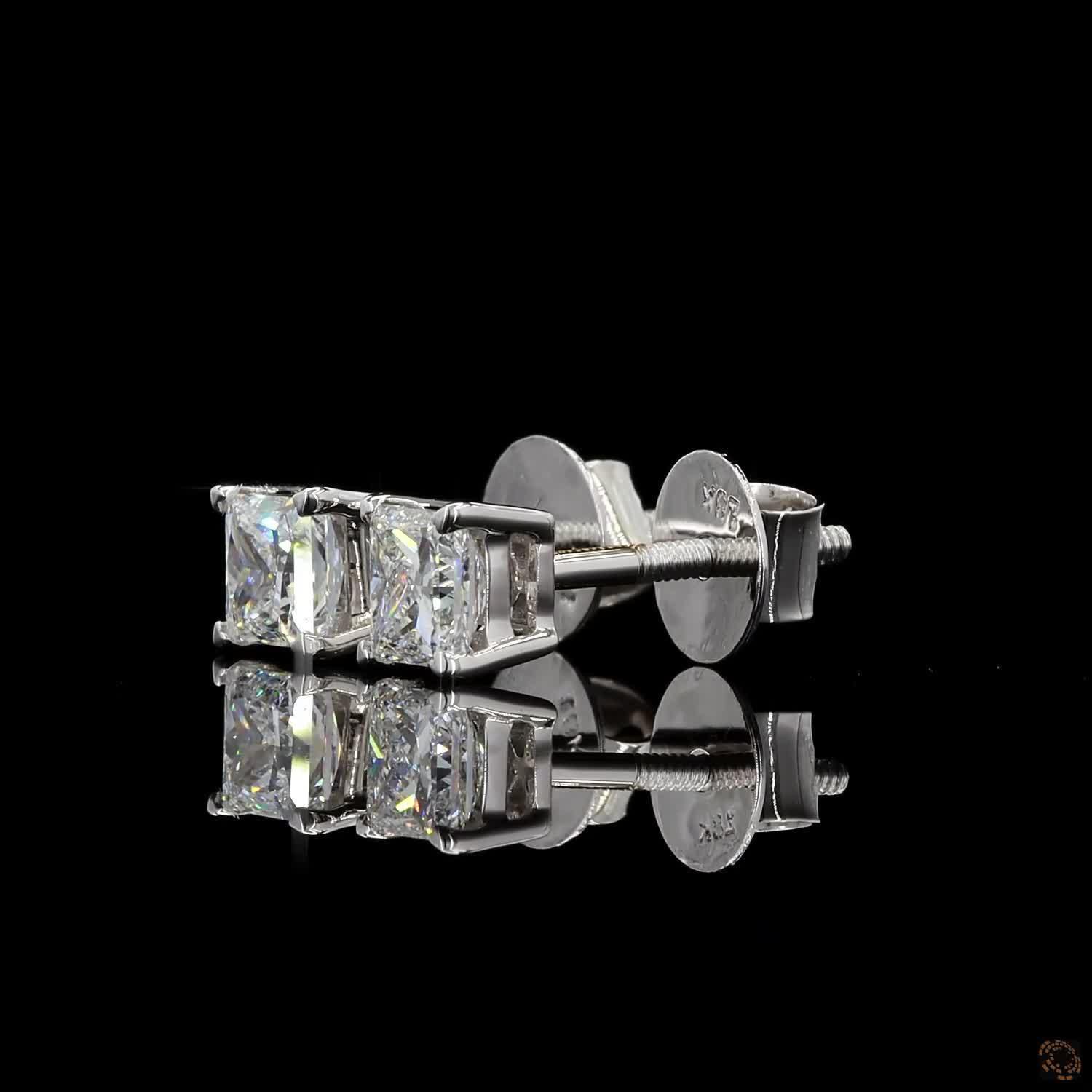 White gold princess cut lab grown diamond studs