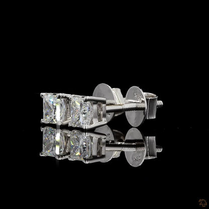 White gold princess cut lab grown diamond studs