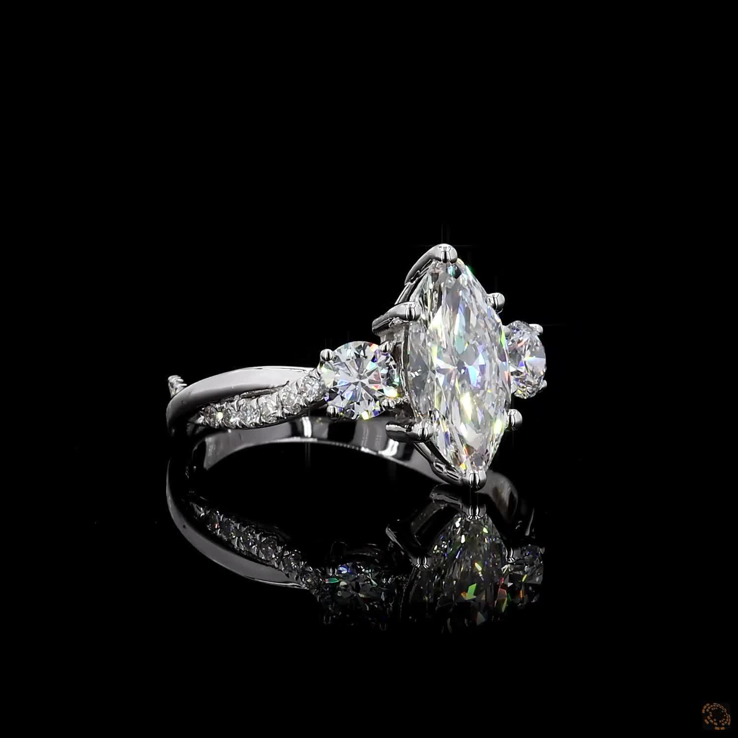 white gold marquise cut lab grown diamond engagement ring