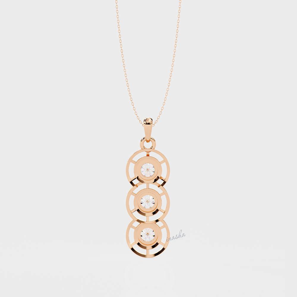 Luxury lab grown round cut diamond pendant hallmark rose gold