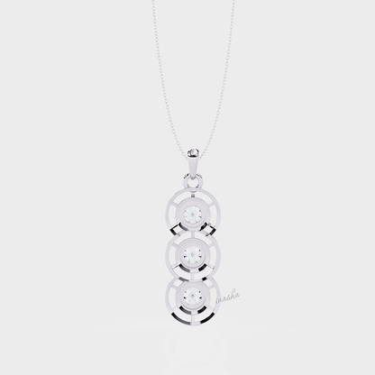 Elegant round cut lab grown diamond pendant crafted in white gold and platinum