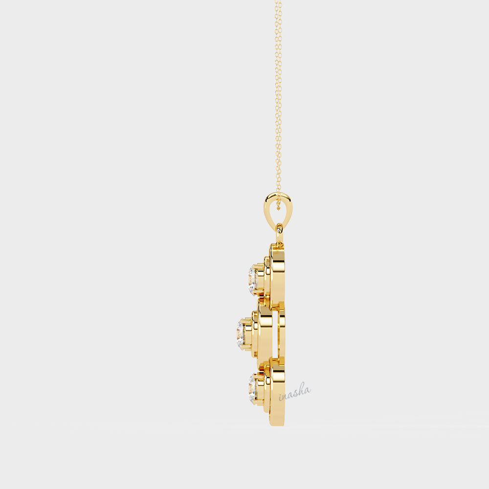 Luxury lab grown round cut diamond pendant hallmark yellow gold
