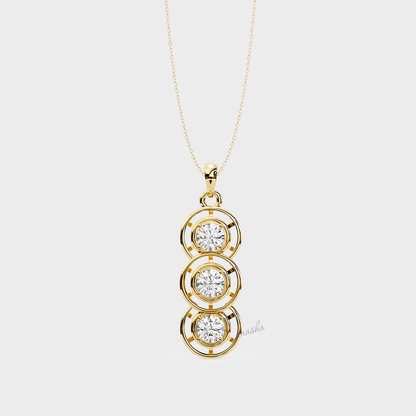 GLI certified lab grown round cut diamond pendant in yellow gold