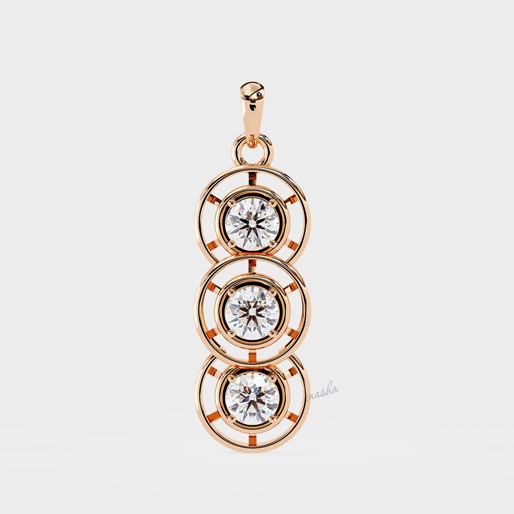 Elegant round cut lab grown diamond pendant crafted in rose gold