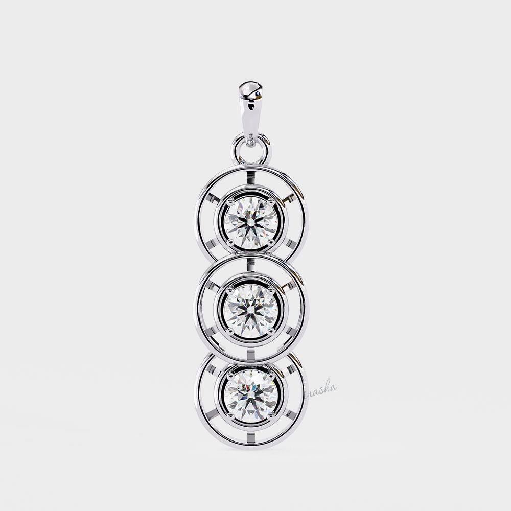 Luxury lab grown round cut diamond pendant in white gold