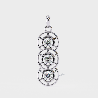 Luxury lab grown round cut diamond pendant in white gold