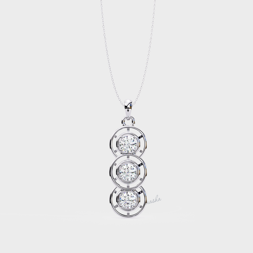 Round cut lab grown diamond necklace in 950 platinum