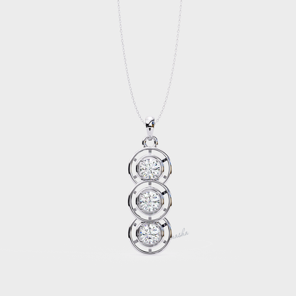 Round cut lab grown diamond necklace in 950 platinum