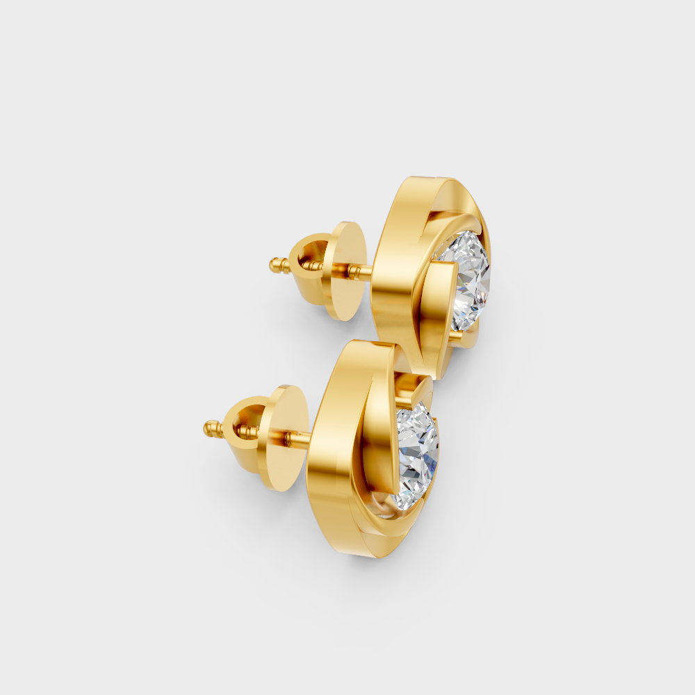 Timeless Round Lab Diamond Stud Earrings In Yellow Gold 1.80 Ctw GLI Certified