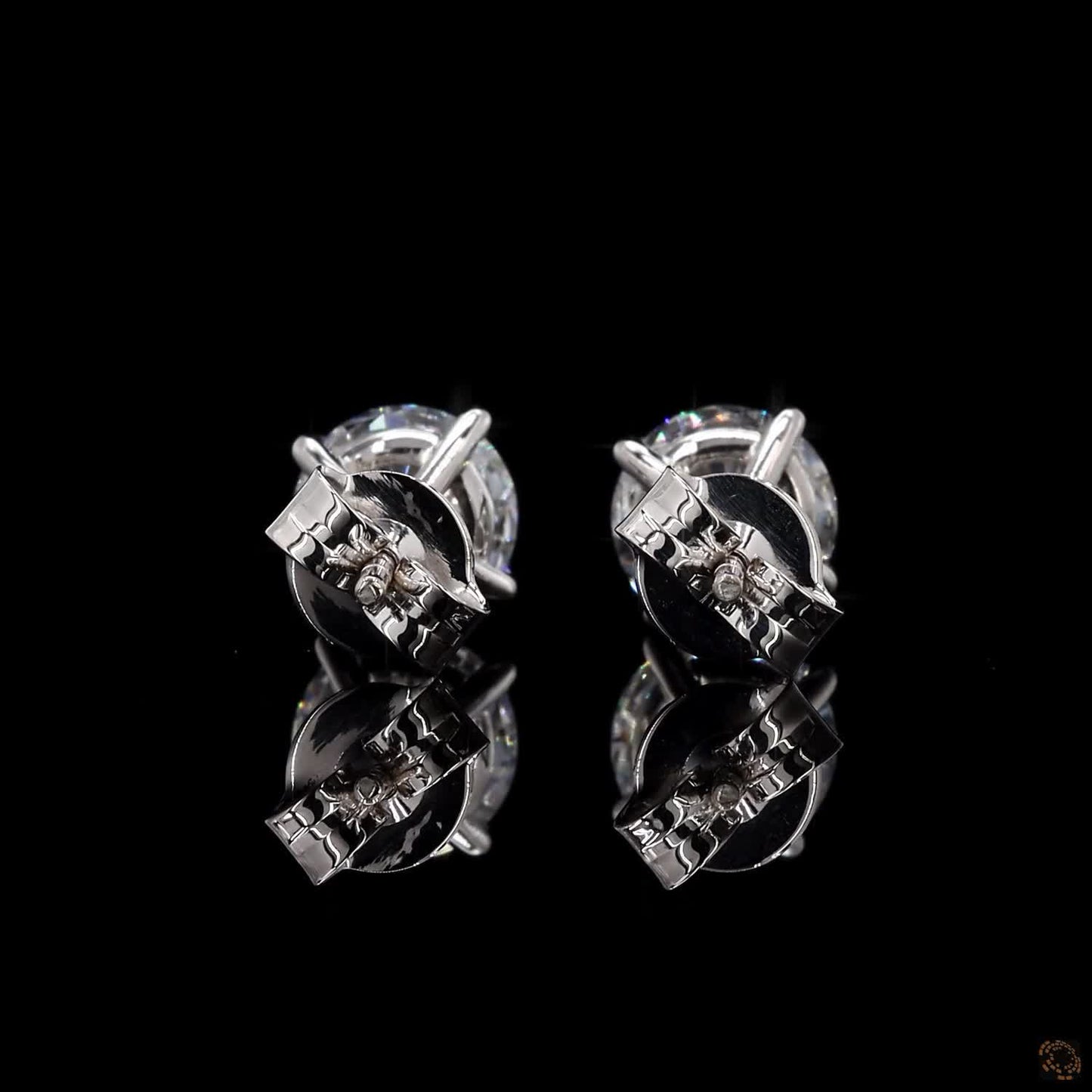 Premium white gold round lab grown diamond earrings