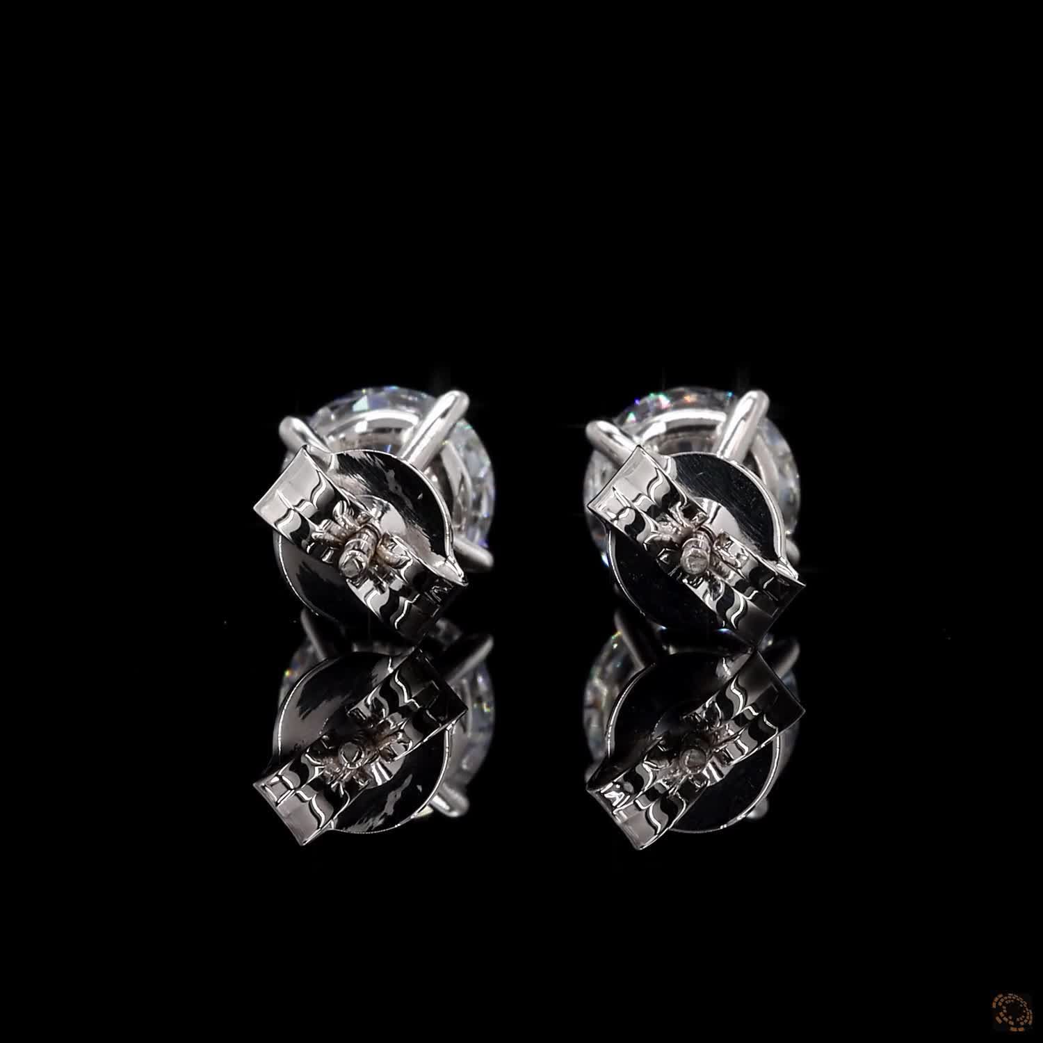 Premium white gold round lab grown diamond earrings