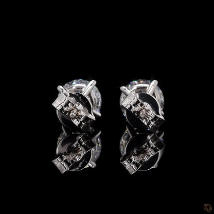 Premium white gold round lab grown diamond earrings