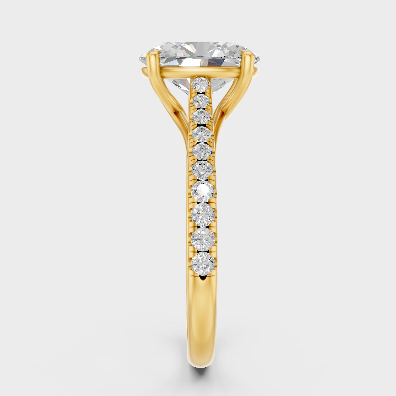 2 Carat Lab-Grown Oval Diamond Ring in 18K Yellow Gold