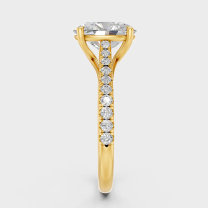 2 Carat Lab-Grown Oval Diamond Ring in 18K Yellow Gold