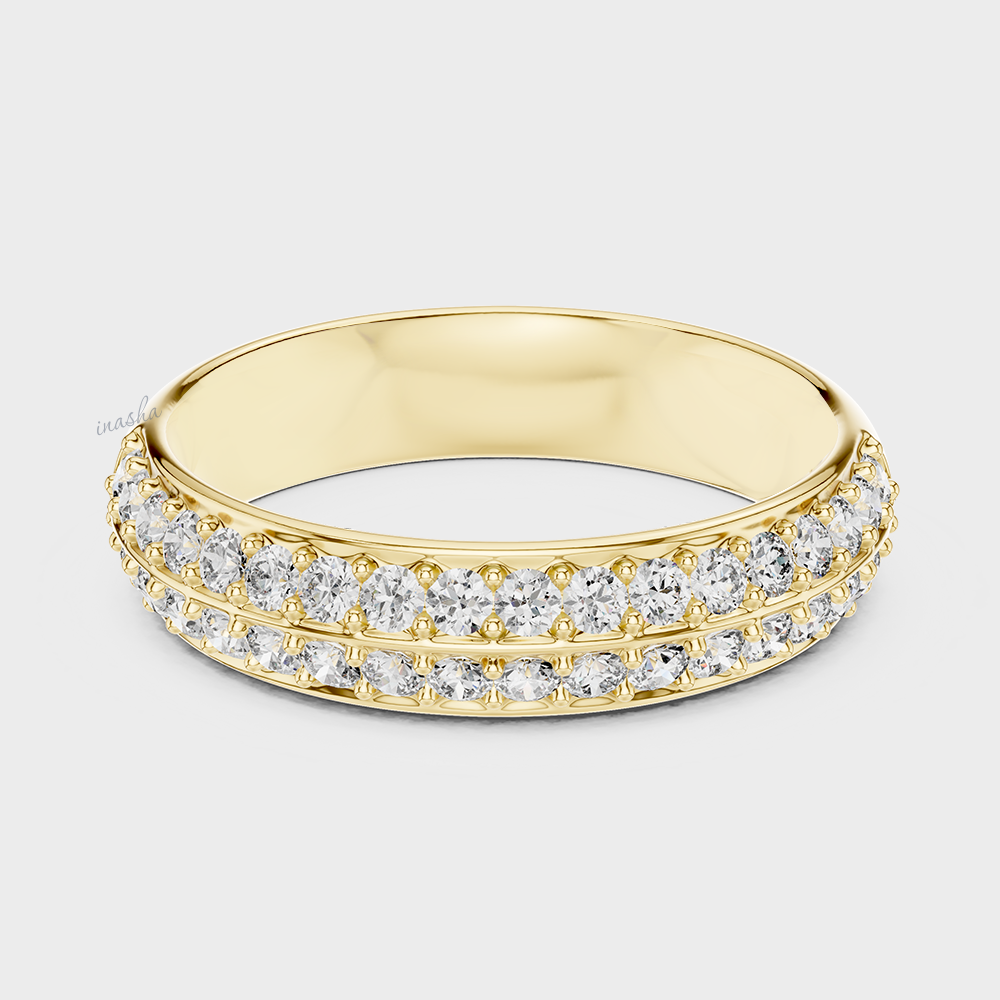 Yellow gold lab grown diamond band