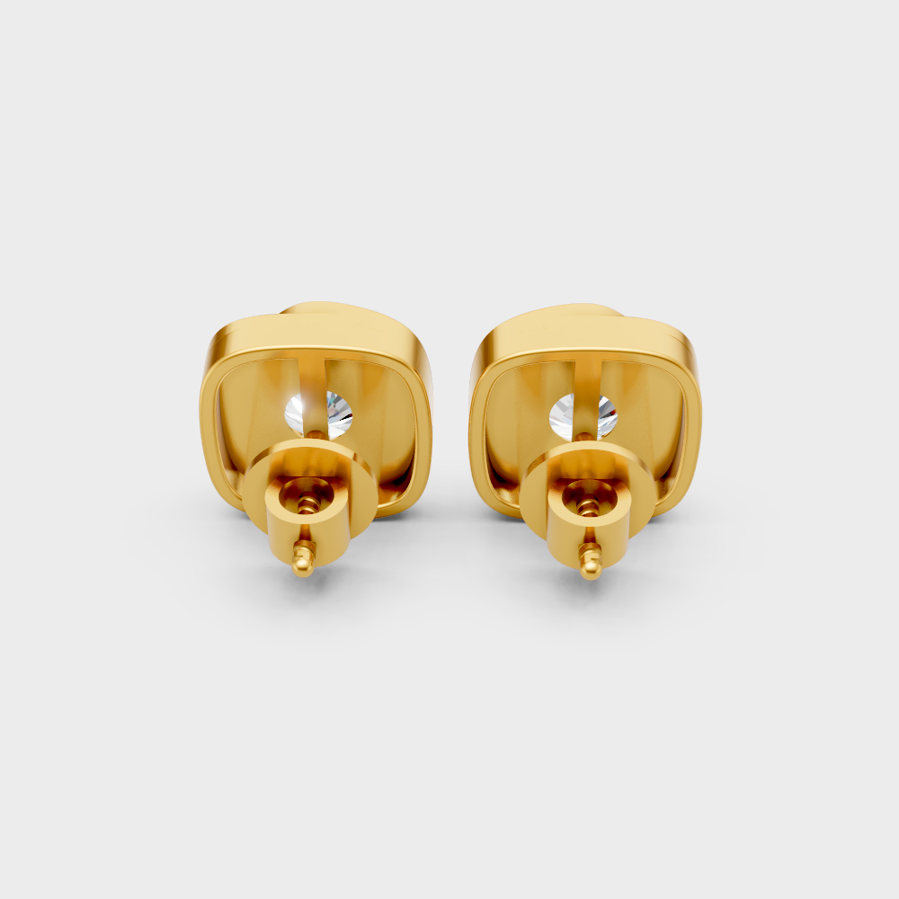 Premium Lab Grown Diamond Stud Earrings In 14K Yellow Gold Classic Design