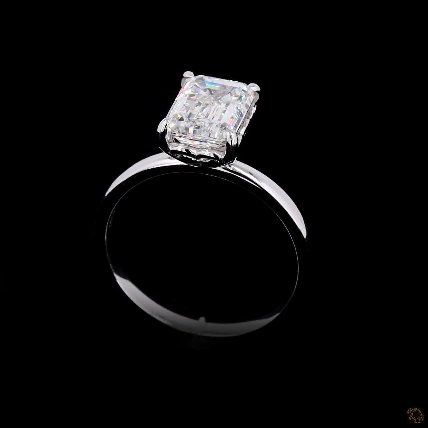 igi certified lab grown diamond ring emerald cut