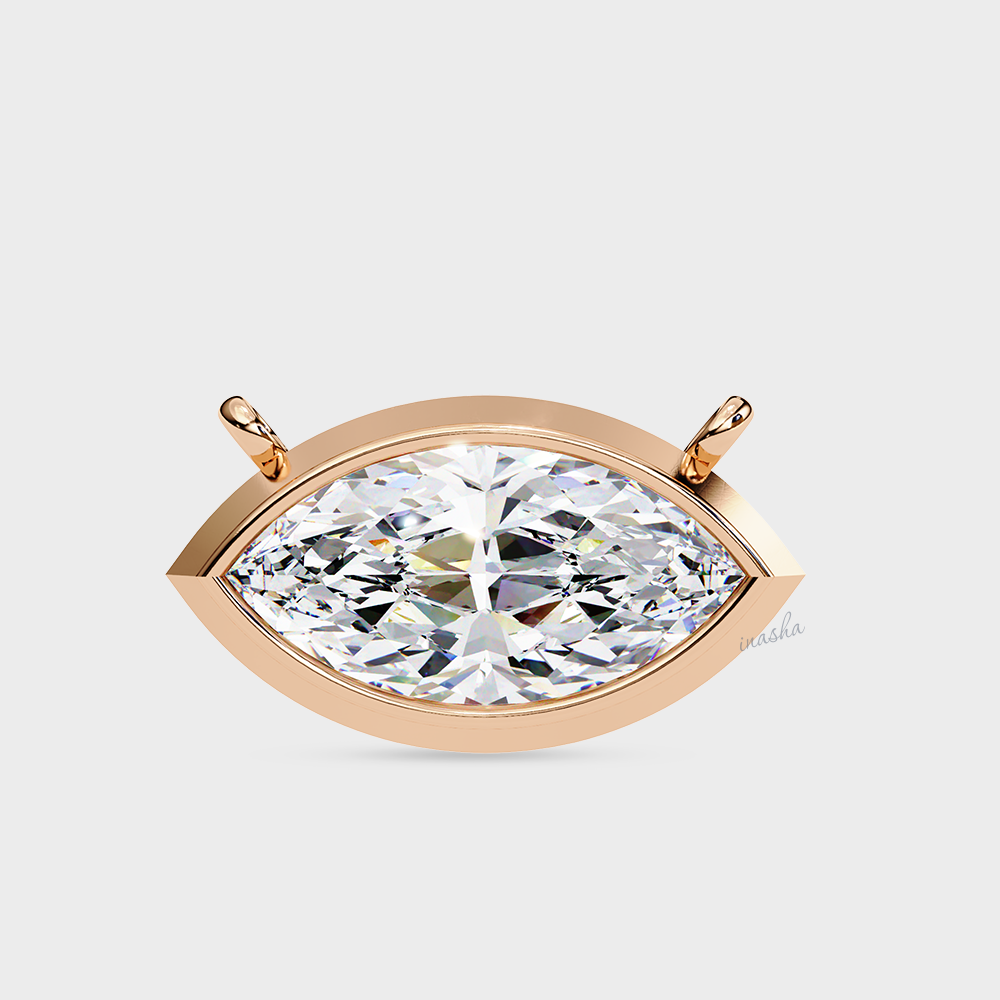 Certified lab grown marquise cut diamond pendant necklace rose gold