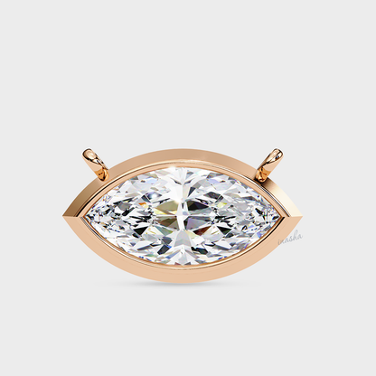 Certified lab grown marquise cut diamond pendant necklace rose gold