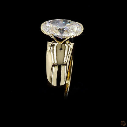 Oval cut lab grown diamond ring yellow gold