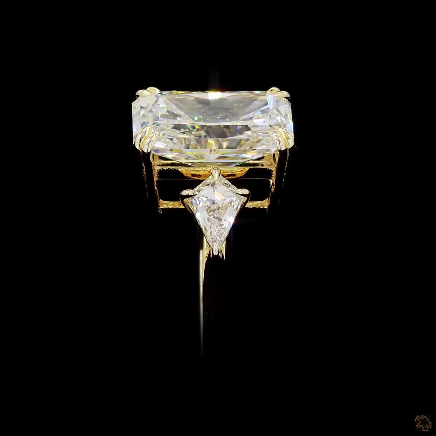 Hallmark yellow gold radiant kite lab grown diamond ring