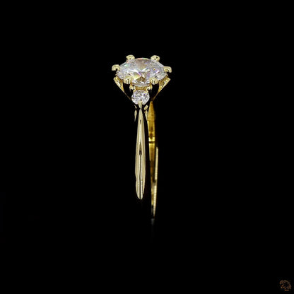 igi certified round cut lab grown diamond ring yellow gold