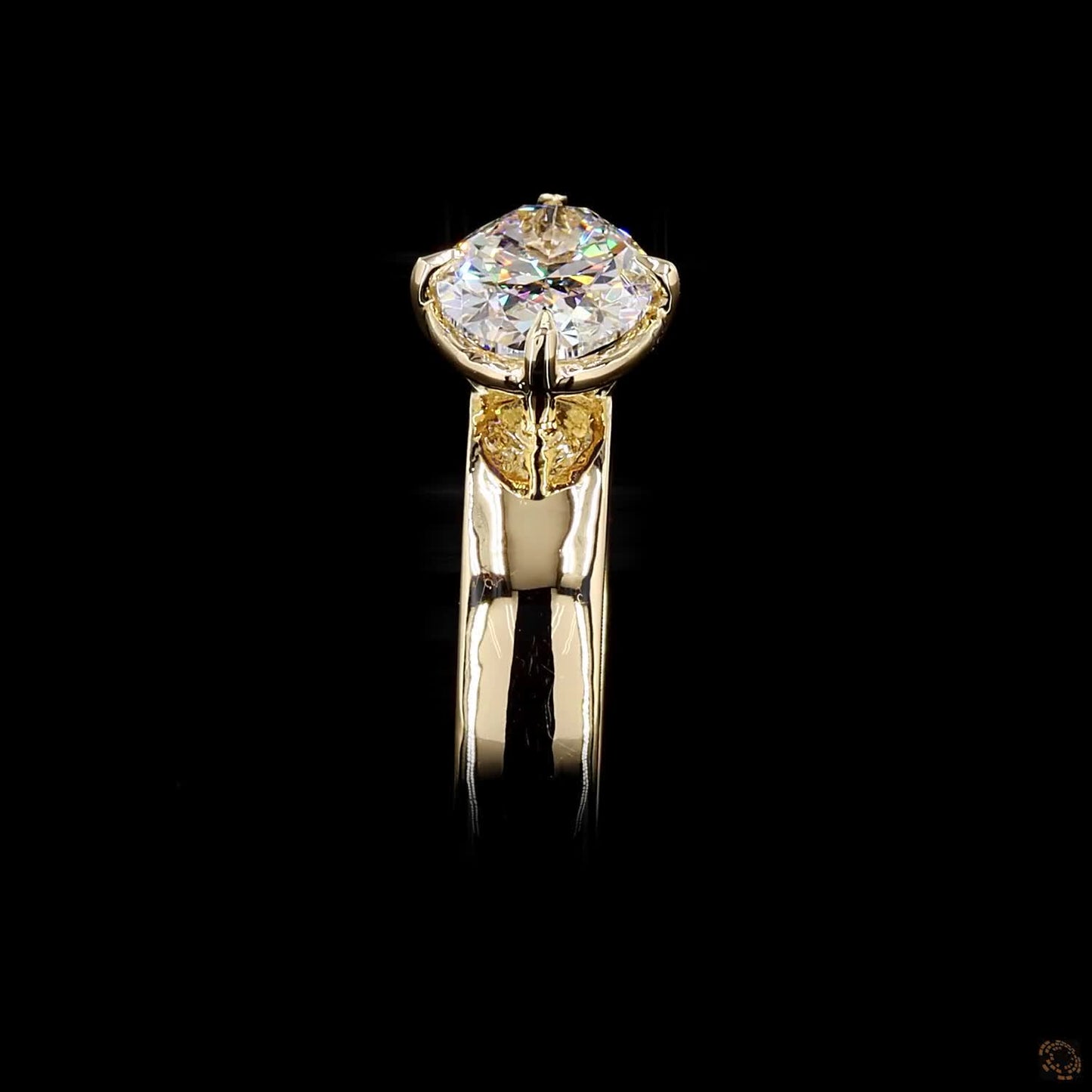 Oval cut lab grown diamond ring yellow gold