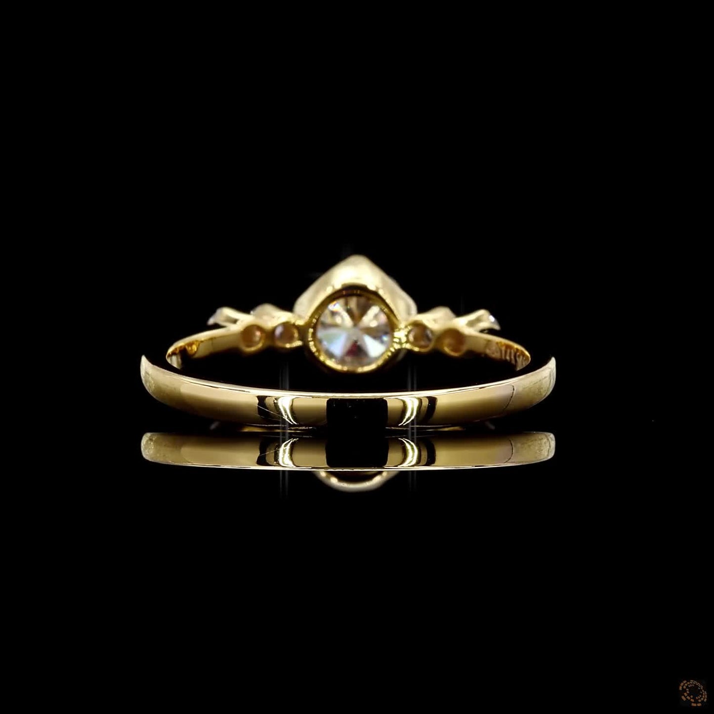 Elegant yellow gold lab grown diamond ring with side stones