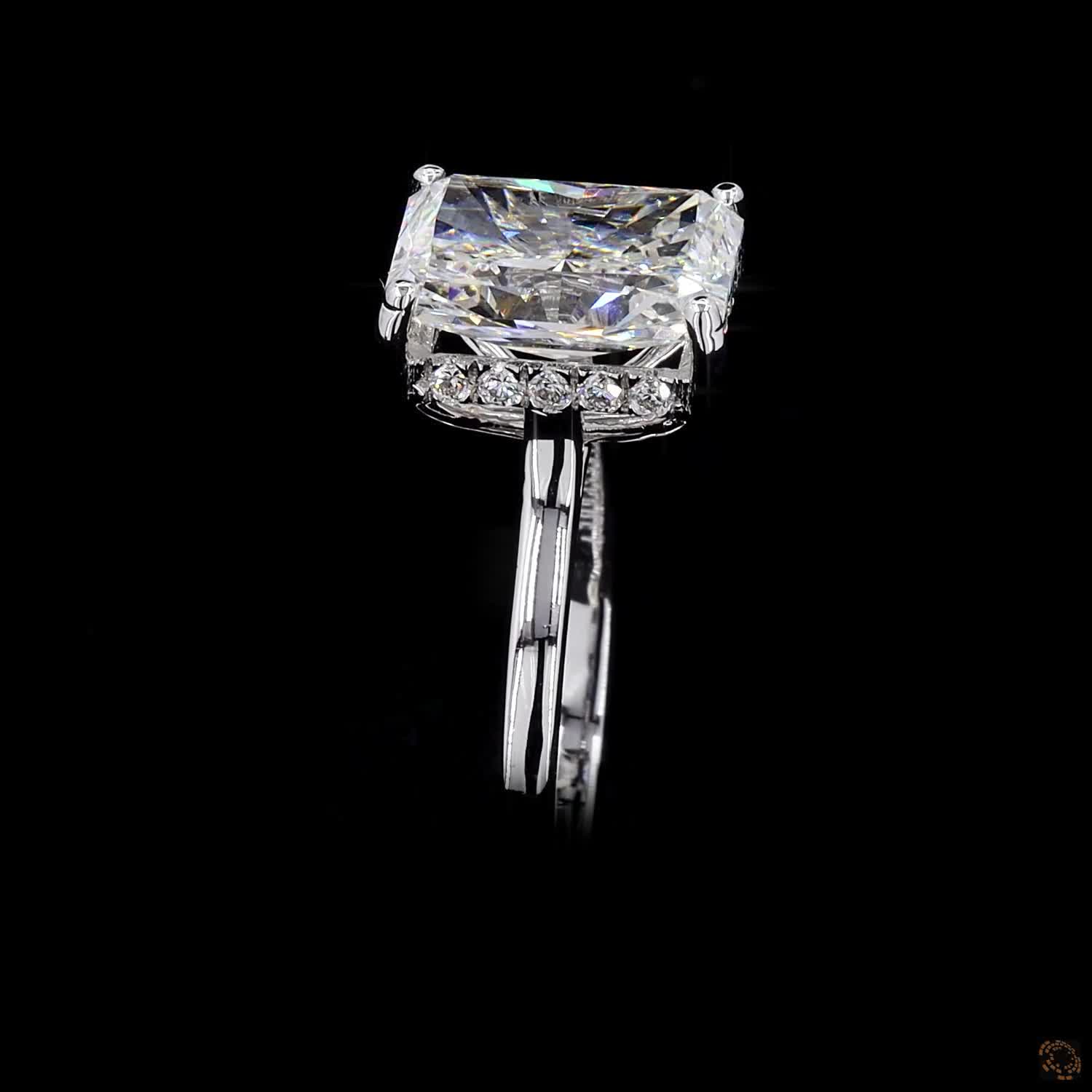 Hallmark white gold radiant round lab grown diamond ring