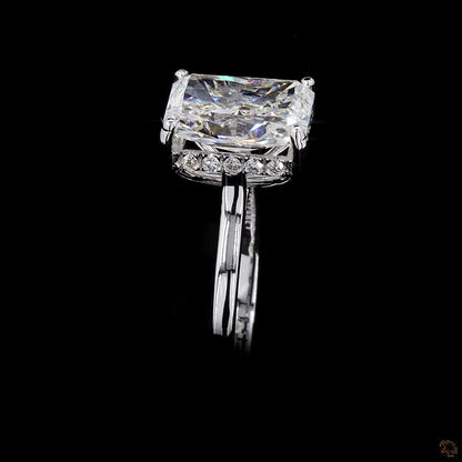 Hallmark white gold radiant round lab grown diamond ring