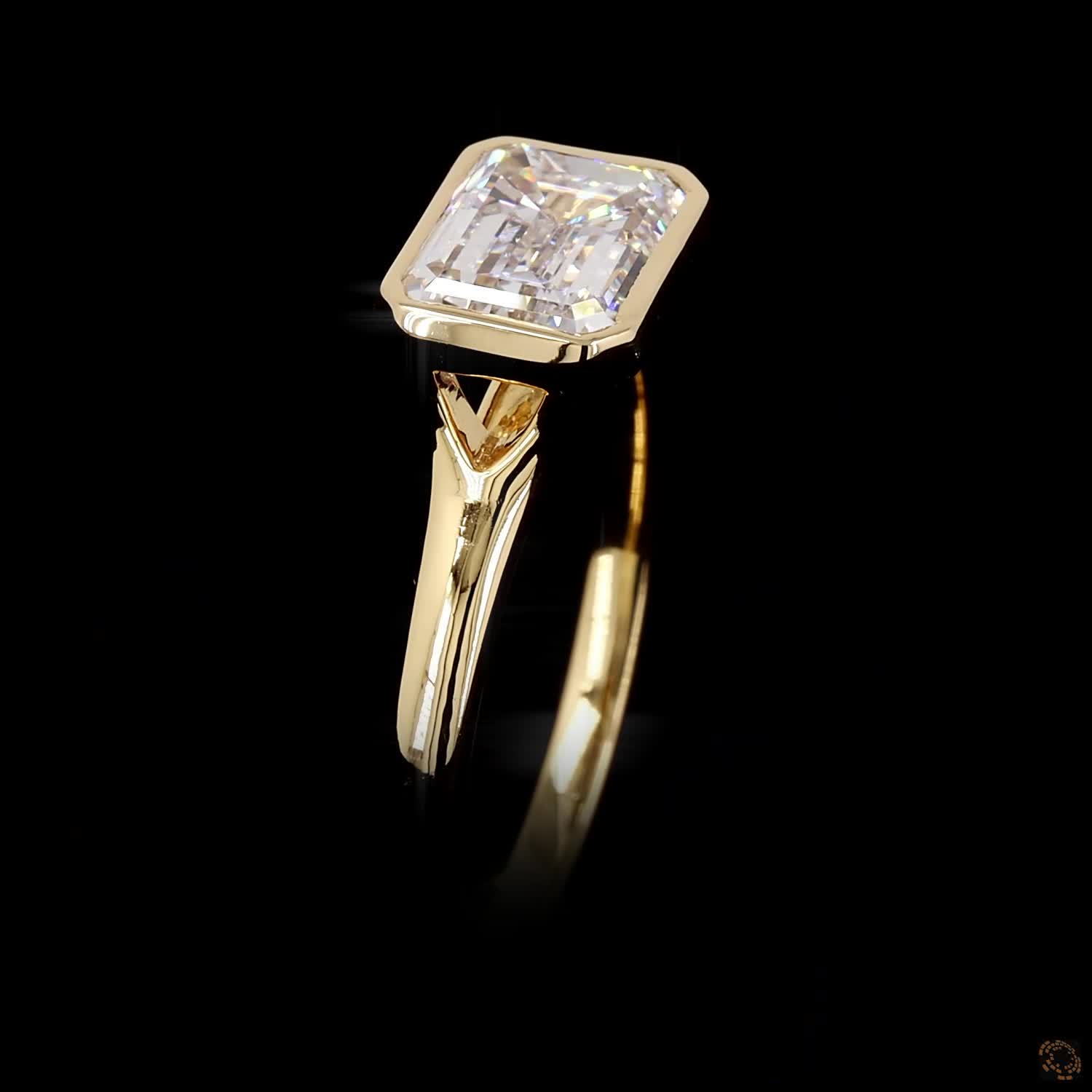2 carat lab grown diamond ring yellow gold