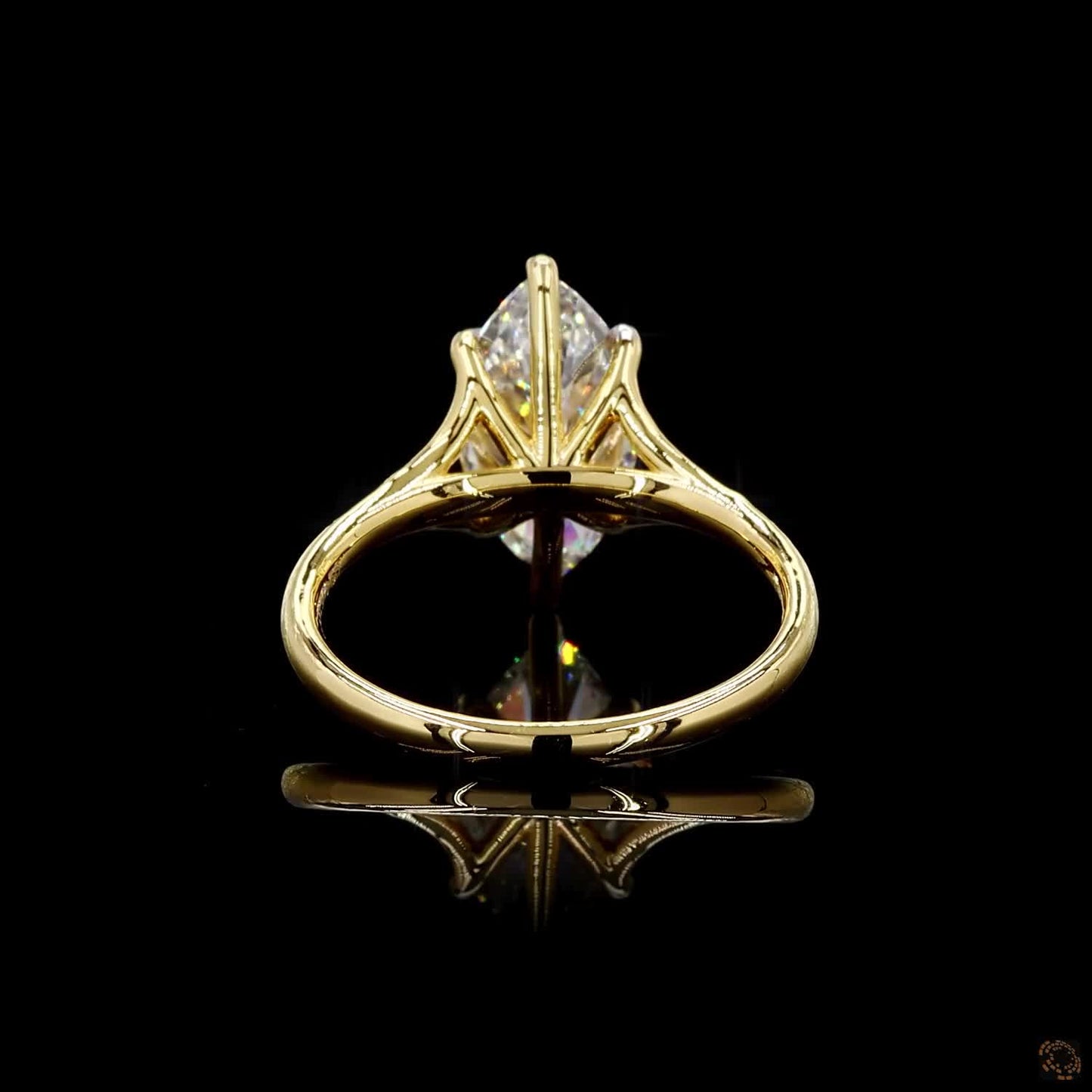 Elegant yellow gold lab grown marquise diamond ring