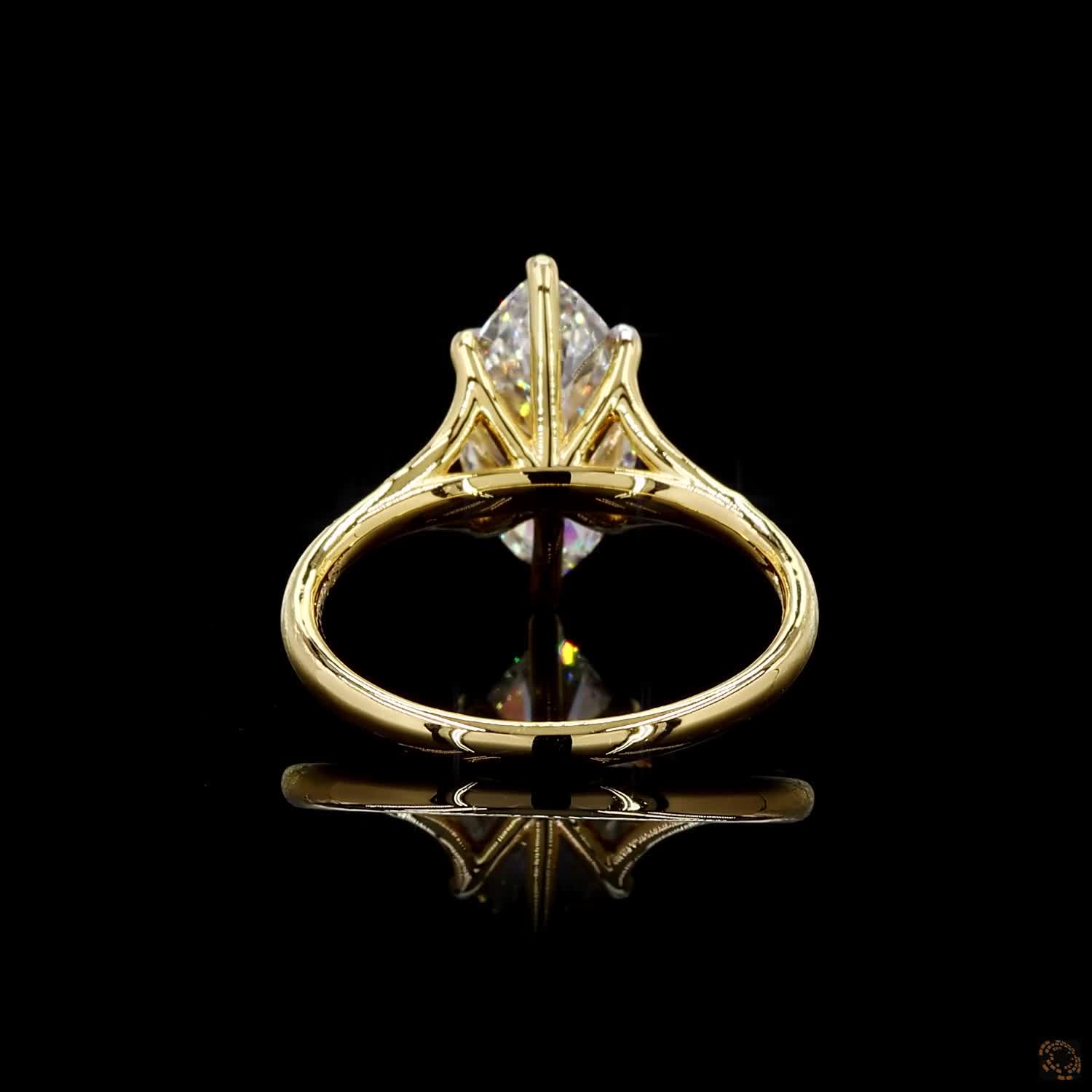 Elegant yellow gold lab grown marquise diamond ring
