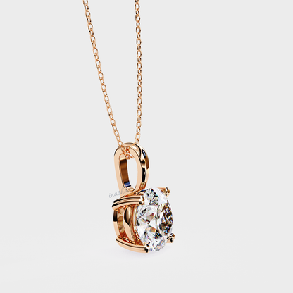 Round cut lab grown diamond solitaire pendant in 9K 14K 18K rose gold
