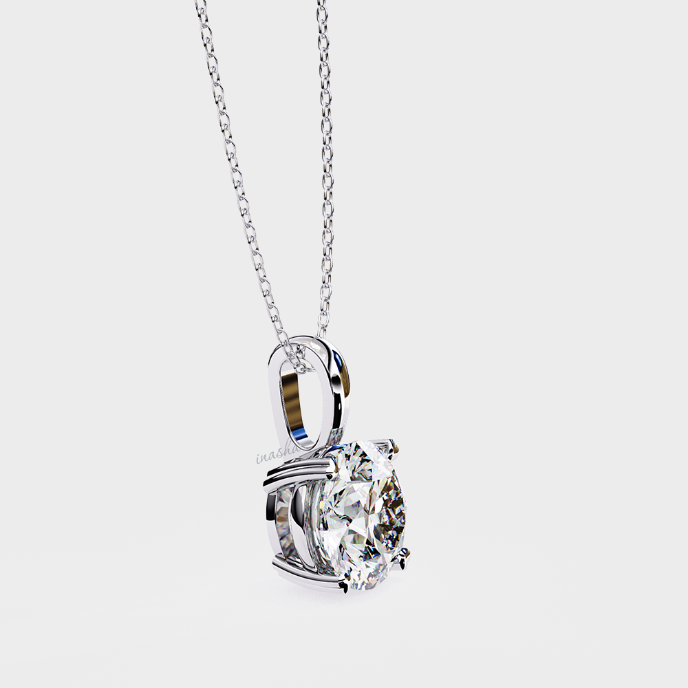 Round cut lab grown diamond solitaire pendant in 950 platinum