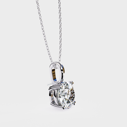 Round cut lab grown diamond solitaire pendant in 950 platinum