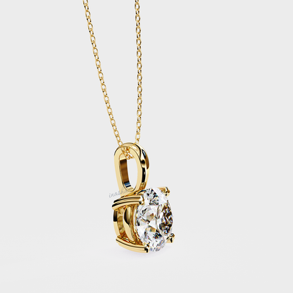 Round cut lab grown diamond solitaire pendant in 9K 14K 18K yellow gold
