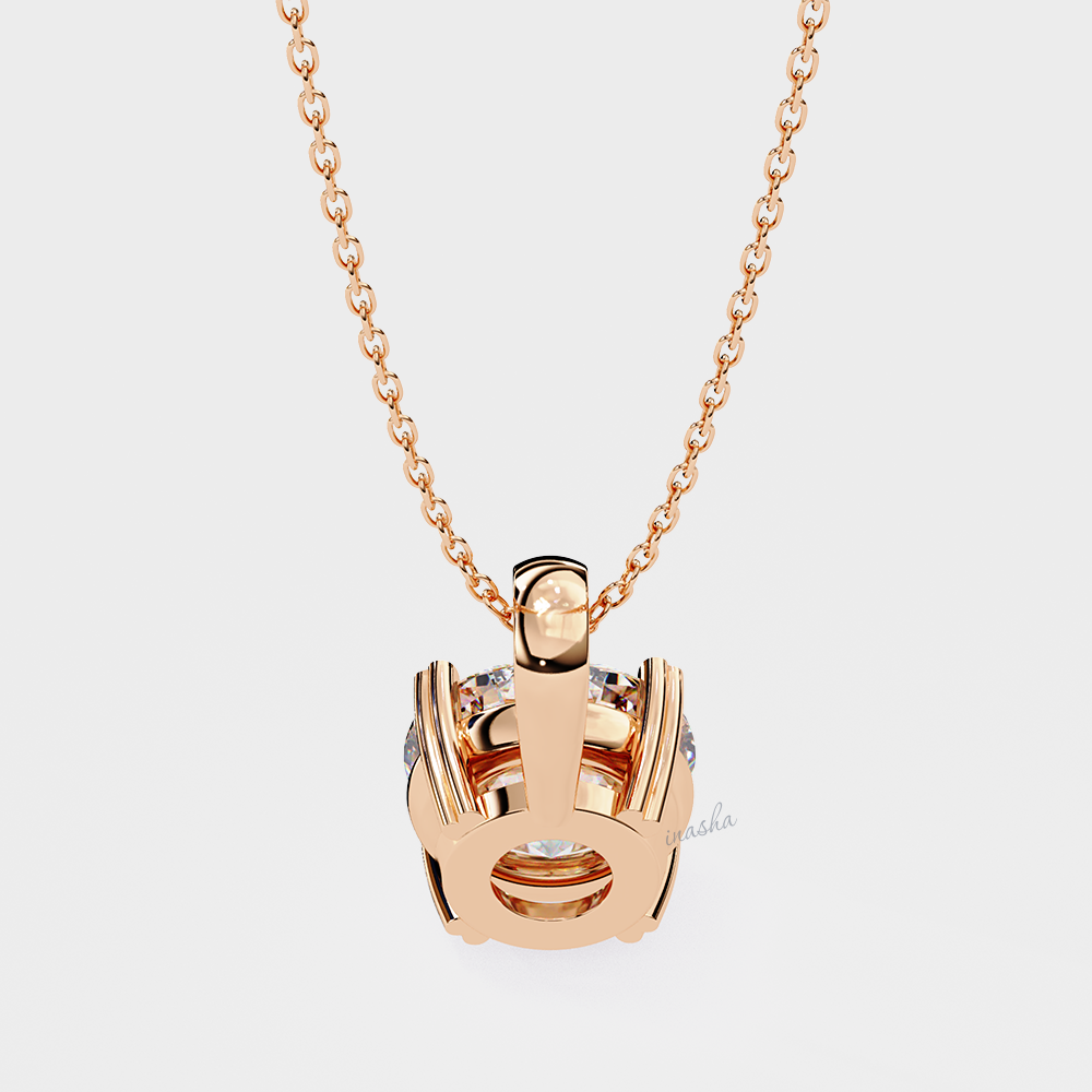 Premium lab grown round cut solitaire pendant rose gold