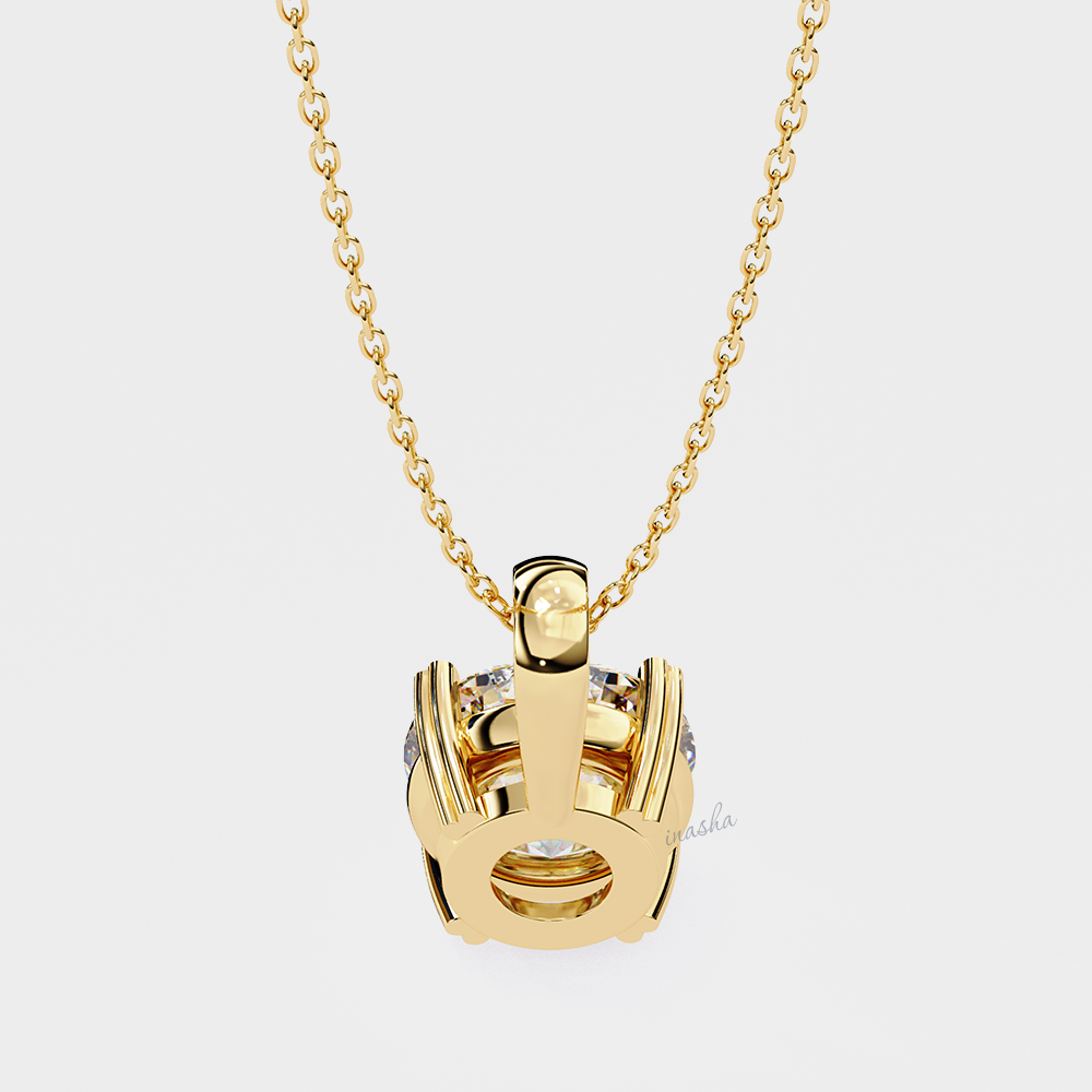 Premium lab grown round cut solitaire pendant yellow gold