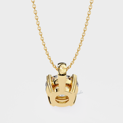Premium lab grown round cut solitaire pendant yellow gold