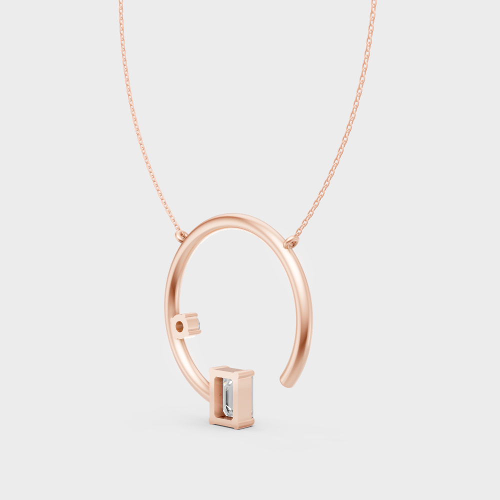 Ethical Lab-Grown Two Stone Diamond Pendant Necklace In Rose Gold