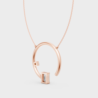 Ethical Lab-Grown Two Stone Diamond Pendant Necklace In Rose Gold