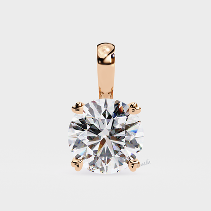 Certified lab grown round cut diamond pendant necklace rose gold