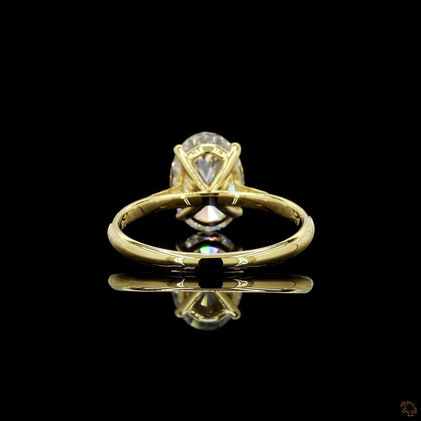 Elegant yellow gold lab grown oval diamond ring