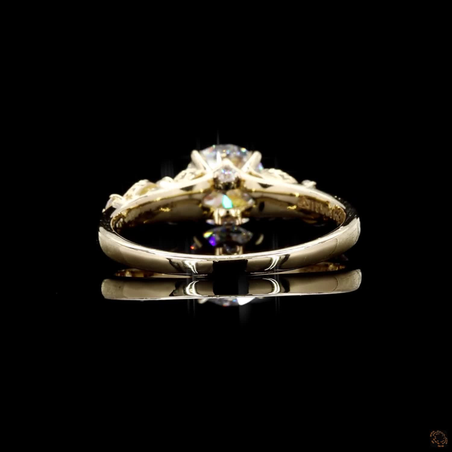 Round cut lab grown diamond ring yellow gold
