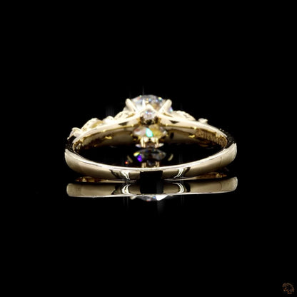 Round cut lab grown diamond ring yellow gold